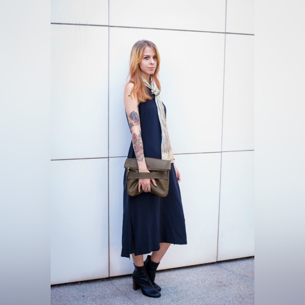 Neva Opet Green Genuine Leather Fold-Over Clutch Crossbody